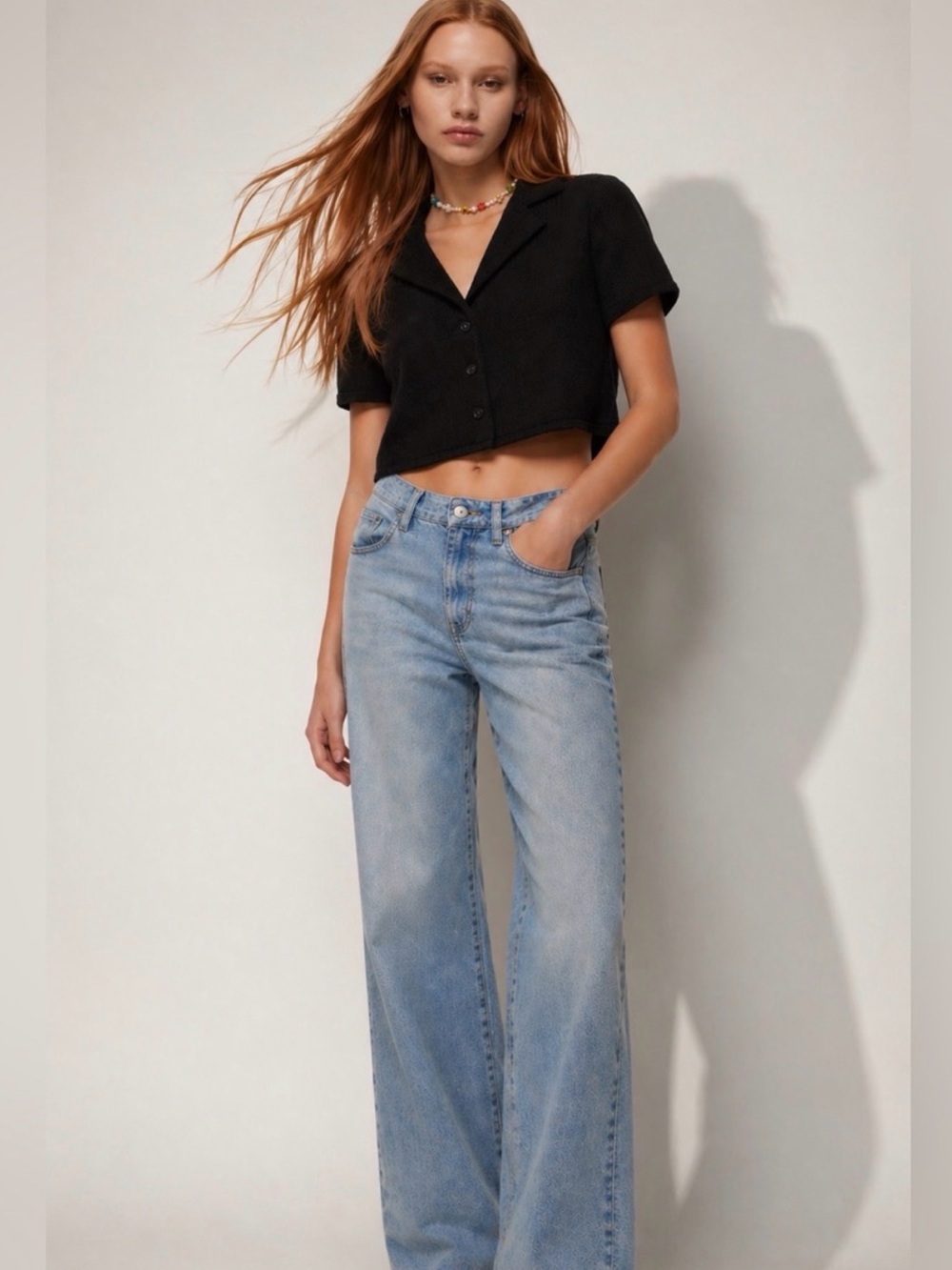 Aritzia SUNDAY BEST Tuesday Black Cropped Button-Front Top Size S - Picture 3 of 7
